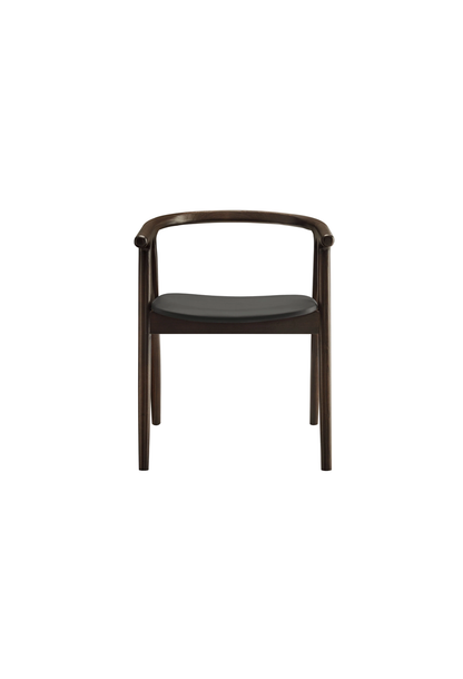 Chaise de salle à manger Serene en cuir et bois, noire