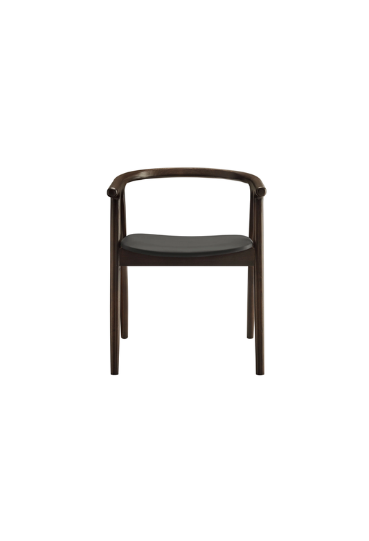 Chaise de salle à manger Serene en cuir et bois, noire