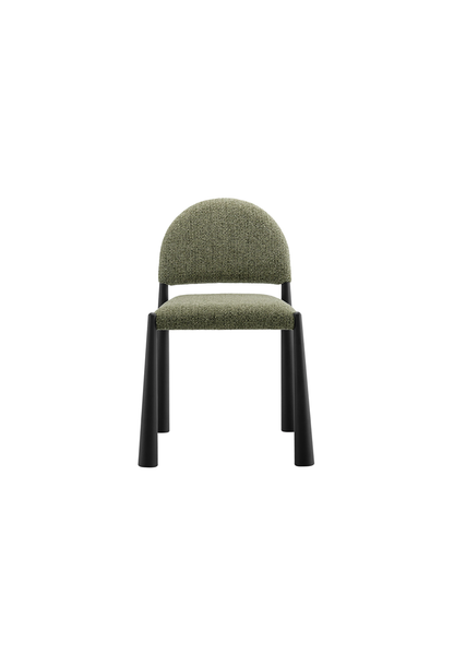 Chaise de salle à manger en tissu Alura, feuille noire