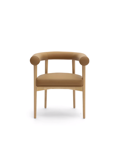 Chaise de salle à manger Para en cuir végétalien, cognac