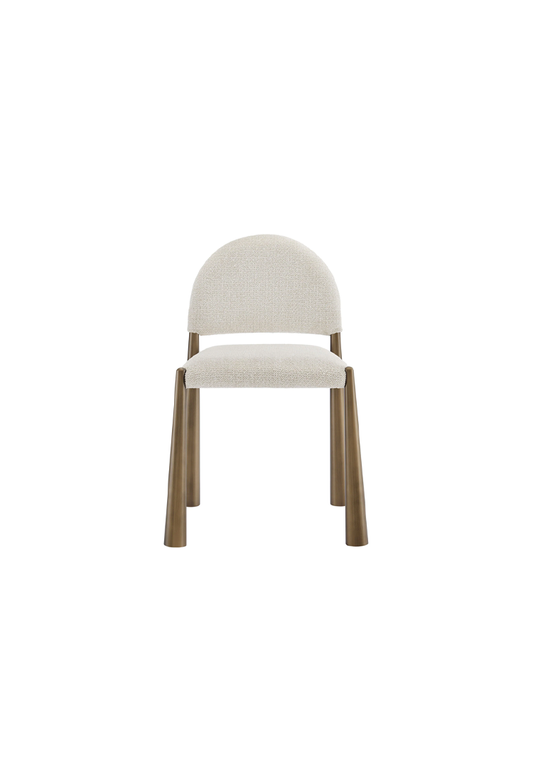 Chaise de salle à manger en tissu Alura, laiton crème
