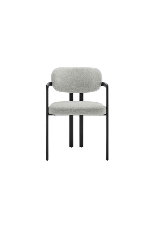 Chaise de salle à manger Marbella en tissu et métal, noir et gris tourterelle