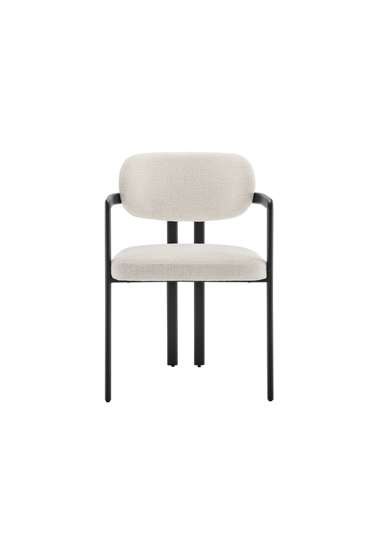 Chaise de salle à manger Marbella en tissu et métal, noir crème