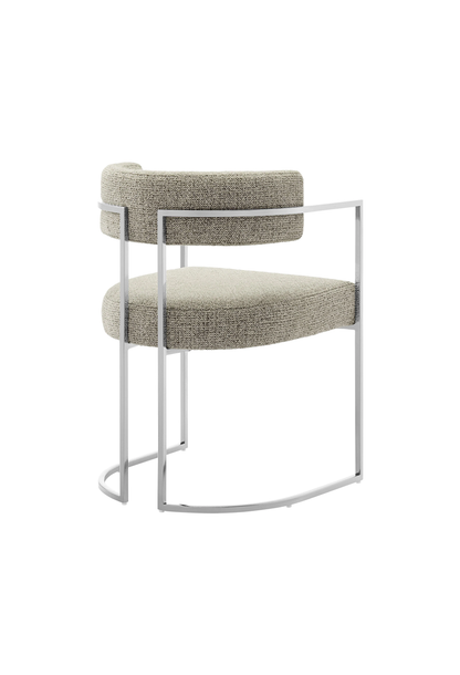 Chaise de salle à manger Ardenza à dossier incurvé en tissu et métal, blé argenté