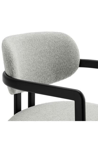 Chaise de salle à manger Marbella en tissu et métal, noir et gris tourterelle