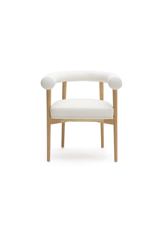 Chaise de salle à manger Para en cuir végétalien, blanche