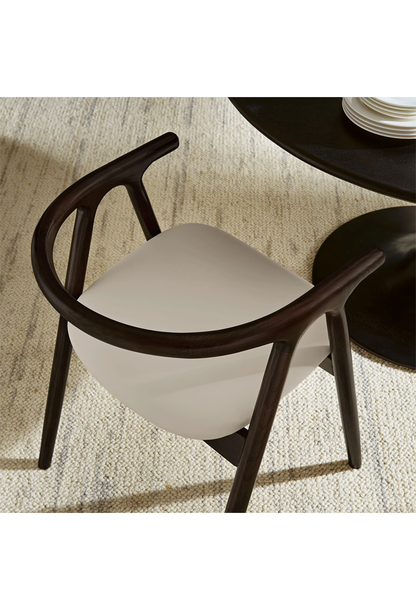 Chaise de salle à manger Serene en cuir et bois, pierre