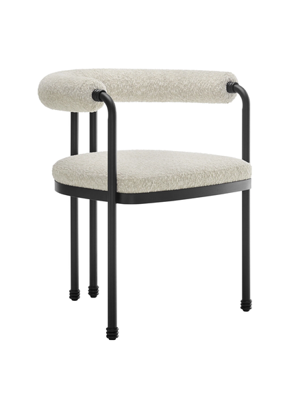 Chaise de salle à manger Aveline à dossier incurvé en métal et boucle, perle noire