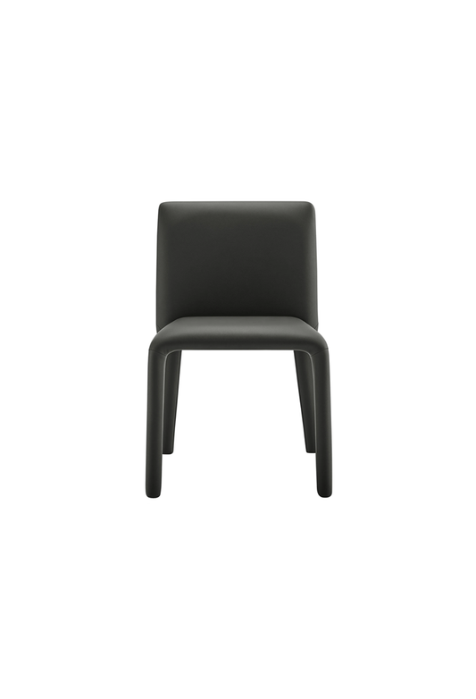 Chaise de salle à manger en cuir végétalien Noviara, noire