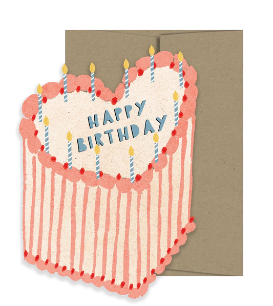 Carte d'anniversaire gâteau en forme de cœur 
