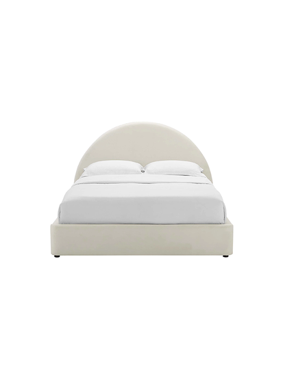Lit Queen Size en velours Resorts, couleur crème