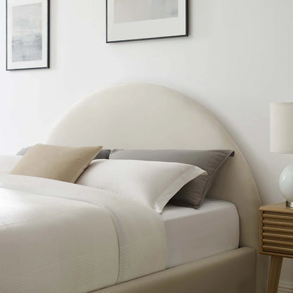 Lit Queen Size en velours Resorts, couleur crème