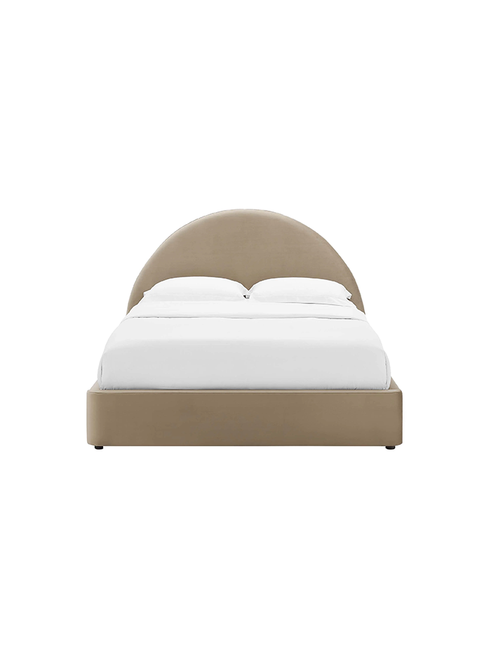 Lit Queen Size en velours Resorts, taupe