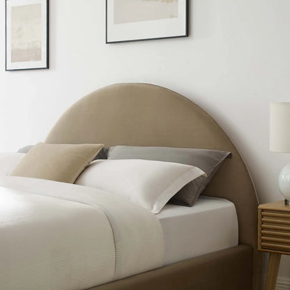 Lit Queen Size en velours Resorts, taupe