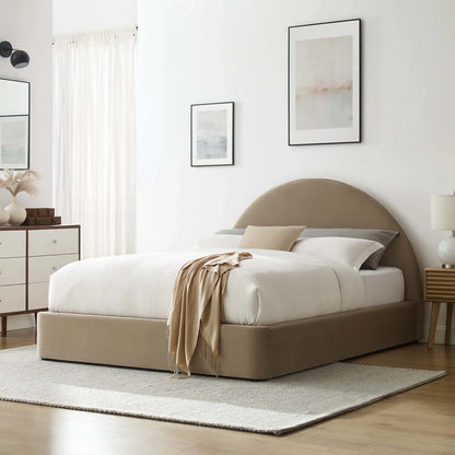 Lit Queen Size en velours Resorts, taupe