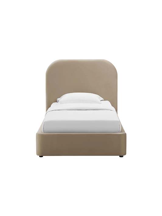 Lit simple en velours Heather, taupe