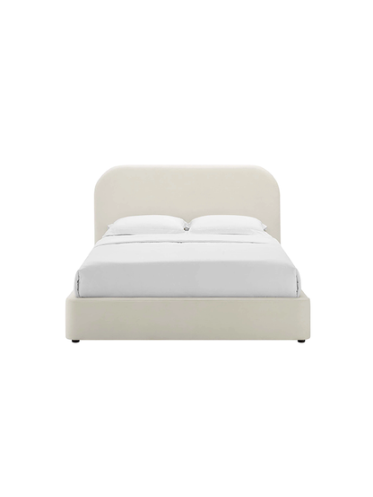 Lit Queen Size en velours Heather, couleur crème