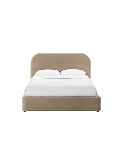 Lit Queen Size en velours Heather, taupe