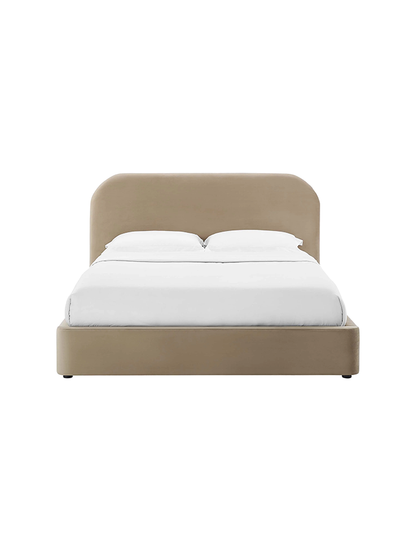 Lit king size en velours Heather, taupe