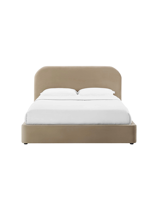 Lit king size en velours Heather, taupe