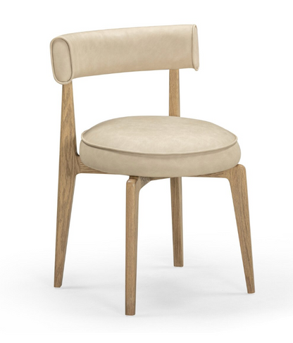 Chaise de salle à manger Nikita en cuir végétalien, couleur crème