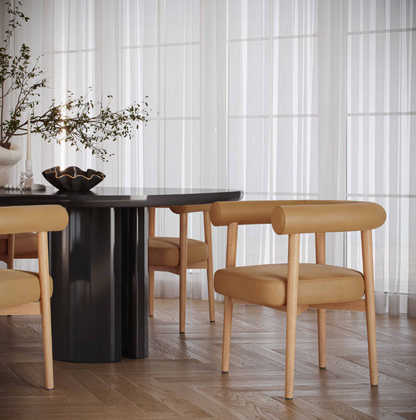 Chaise de salle à manger Para en cuir végétalien, cognac