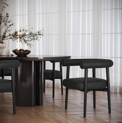 Chaise de salle à manger Para en cuir végétalien, noire