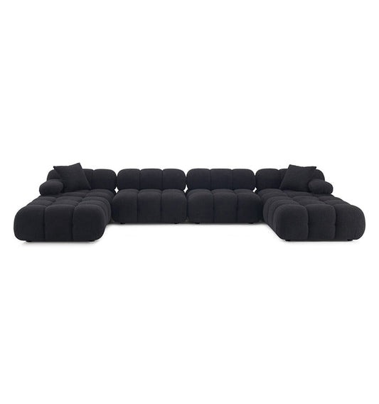 Canapé sectionnel en U Huggy Black Vegan 6 pièces