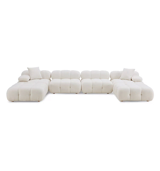 Canapé sectionnel en U végan Huggy Cream 6 pièces